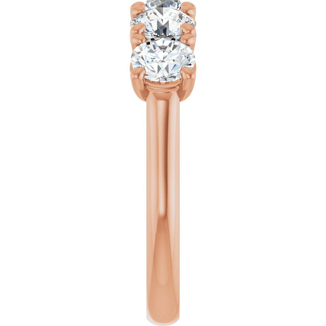 10K Gold Round Natural Diamond Five-Stone Anniversary Band – 1–2 5/8 CTW - Rose Gold - view 4