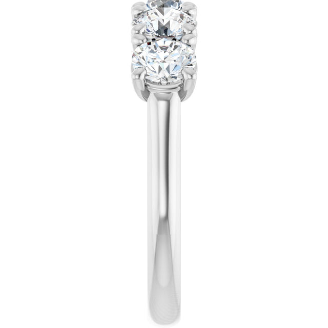Platinum Round Natural Diamond Five-Stone Anniversary Band – 4.8 mm Stones - view 4