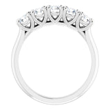 10K Gold Round Natural Diamond Five-Stone Anniversary Band – 1–2 5/8 CTW - White Gold - view 2