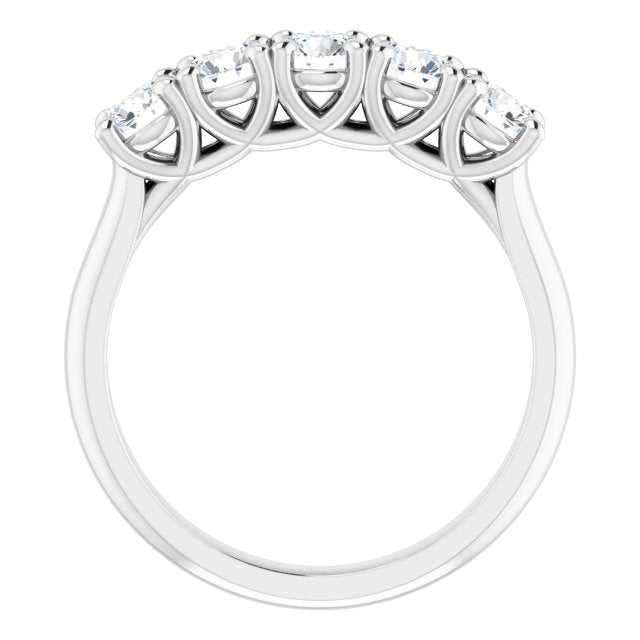 10K Gold Round Natural Diamond Five-Stone Anniversary Band – 1–2 5/8 CTW - White Gold - view 2