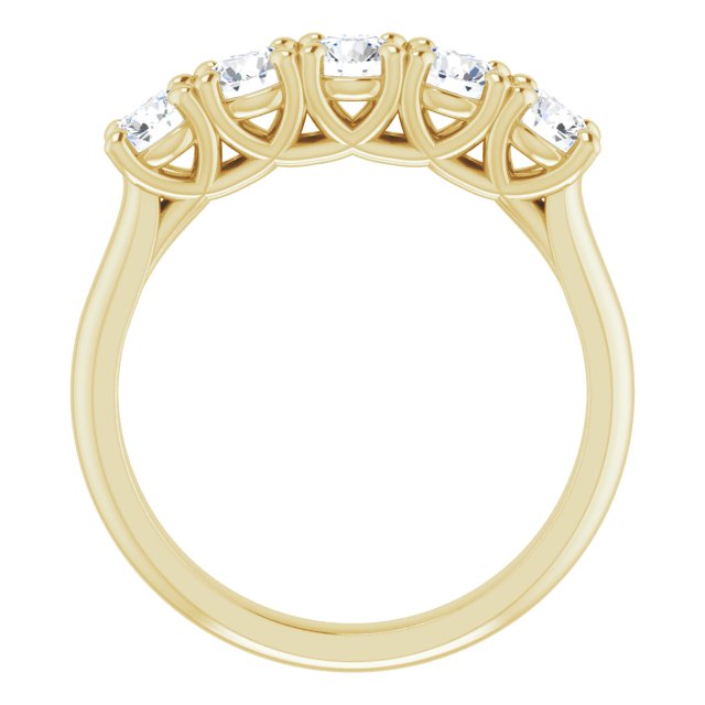 10K Gold Round Lab-Grown Diamond Five-Stone Anniversary Band – 1–2 1/2 CTW - Yellow Gold - view 2