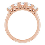 10K Gold Round Natural Diamond Five-Stone Anniversary Band – 1–2 5/8 CTW - Rose Gold - view 2