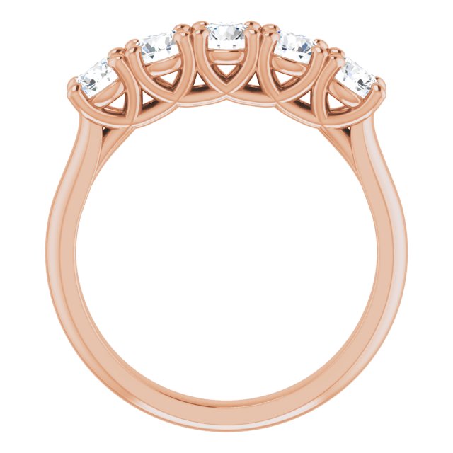 10K Gold Round Lab-Grown Diamond Five-Stone Anniversary Band – 1–2 1/2 CTW - Rose Gold - view 2