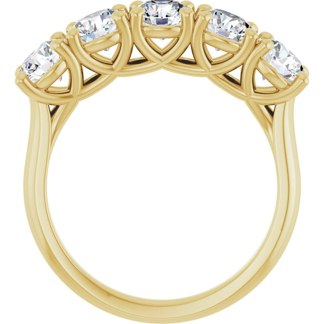 10K Gold Round Lab-Grown Diamond Five-Stone Anniversary Band – 1–2 1/2 CTW - Yellow Gold - view 2