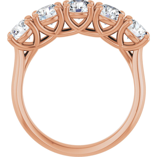 10K Gold Round Lab-Grown Diamond Five-Stone Anniversary Band – 1–2 1/2 CTW - Rose Gold - view 2