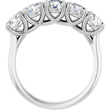 Platinum Round Natural Diamond Five-Stone Anniversary Band – 4.8 mm Stones - view 2