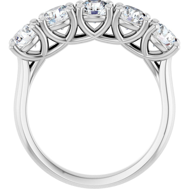Platinum Round Natural Diamond Five-Stone Anniversary Band – 4.8 mm Stones - view 2