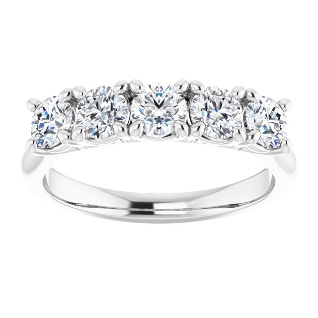 10K Gold Round Lab-Grown Diamond Five-Stone Anniversary Band – 1–2 1/2 CTW - White Gold - view 3
