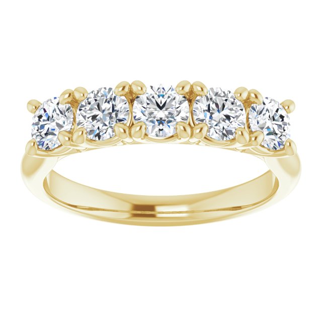 10K Gold Round Lab-Grown Diamond Five-Stone Anniversary Band – 1–2 1/2 CTW - Yellow Gold - view 3