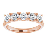 10K Gold Round Natural Diamond Five-Stone Anniversary Band – 1–2 5/8 CTW - Rose Gold - view 3