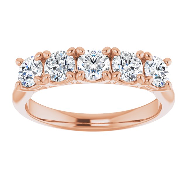 10K Gold Round Lab-Grown Diamond Five-Stone Anniversary Band – 1–2 1/2 CTW - Rose Gold - view 3
