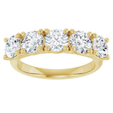 10K Gold Round Natural Diamond Five-Stone Anniversary Band – 1–2 5/8 CTW - Yellow Gold - view 3