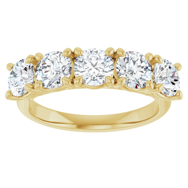 10K Gold Round Natural Diamond Five-Stone Anniversary Band – 1–2 5/8 CTW - Yellow Gold - view 3