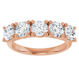 10K Gold Round Lab-Grown Diamond Five-Stone Anniversary Band – 1–2 1/2 CTW - Rose Gold - view 3