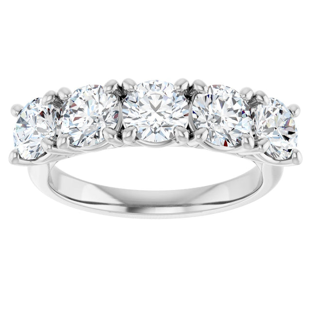 Platinum Round Natural Diamond Five-Stone Anniversary Band – 4.8 mm Stones - view 3