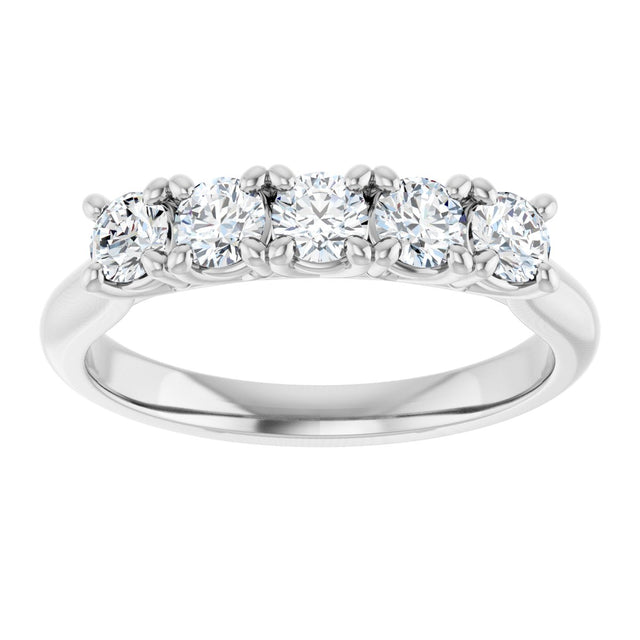 10K Gold Round Lab-Grown Diamond Five-Stone Anniversary Band – 1/6–3/4 CTW - White Gold - view 3