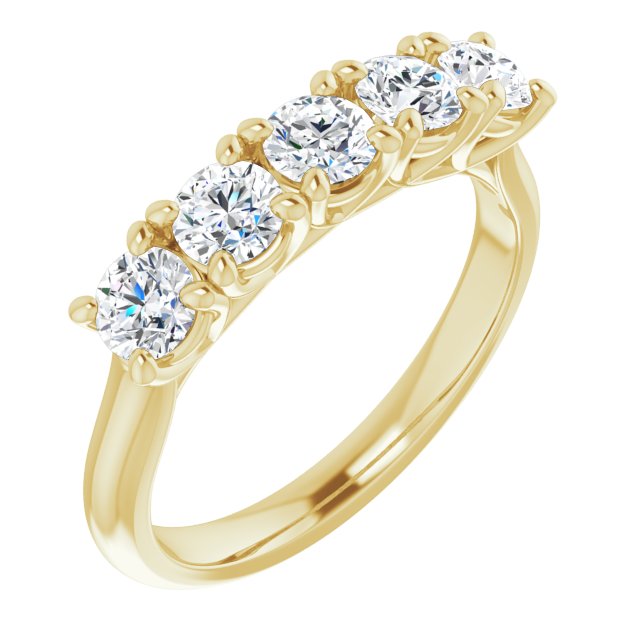 10K Gold Round Lab-Grown Diamond Five-Stone Anniversary Band – 1–2 1/2 CTW - Yellow Gold