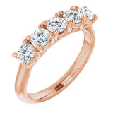 10K Gold Round Lab-Grown Diamond Five-Stone Anniversary Band – 1–2 1/2 CTW - Rose Gold