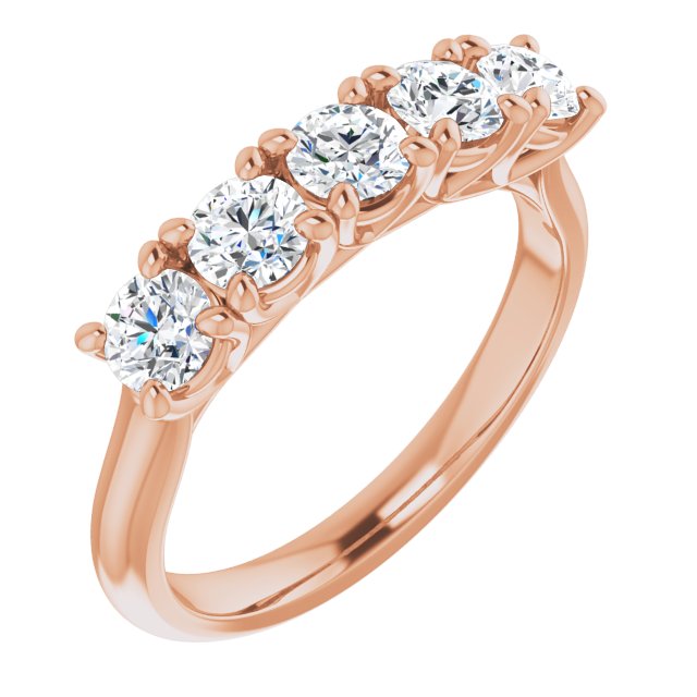 10K Gold Round Lab-Grown Diamond Five-Stone Anniversary Band – 1–2 1/2 CTW - Rose Gold
