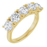 10K Gold Round Lab-Grown Diamond Five-Stone Anniversary Band – 1–2 1/2 CTW - Yellow Gold