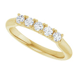 10K Gold Round Lab-Grown Diamond Five-Stone Anniversary Band – 1/6–3/4 CTW - Yellow Gold - view 5