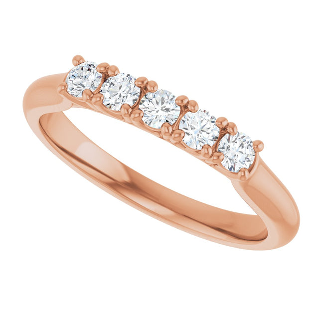 10K Gold Round Lab-Grown Diamond Five-Stone Anniversary Band – 1/6–3/4 CTW - Rose Gold - view 5