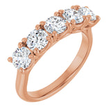 10K Gold Round Lab-Grown Diamond Five-Stone Anniversary Band – 1–2 1/2 CTW - Rose Gold