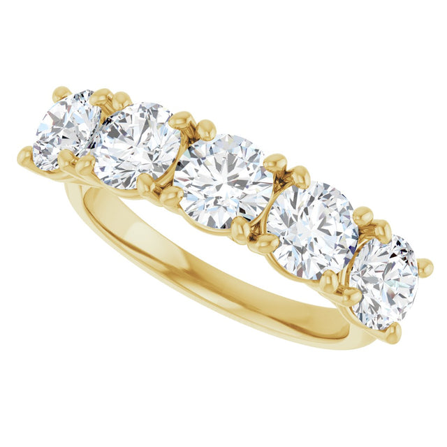 10K Gold Round Lab-Grown Diamond Five-Stone Anniversary Band – 1–2 1/2 CTW - Yellow Gold - view 5