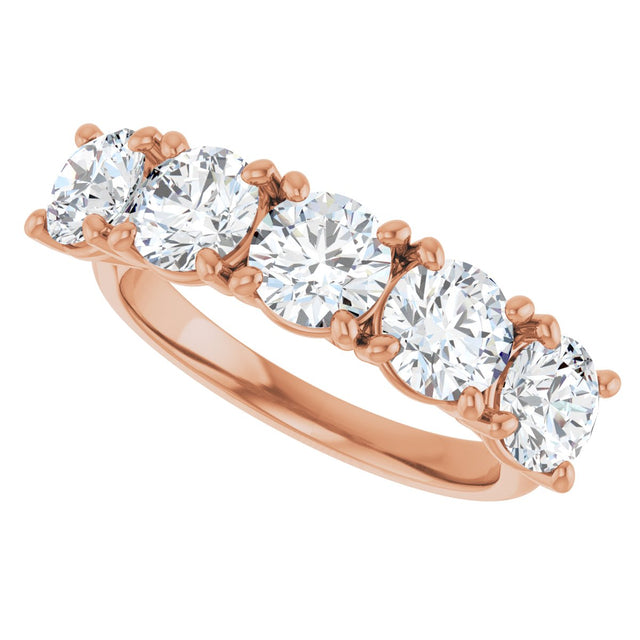 10K Gold Round Lab-Grown Diamond Five-Stone Anniversary Band – 1–2 1/2 CTW - Rose Gold - view 5