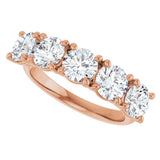 10K Gold Round Natural Diamond Five-Stone Anniversary Band – 1–2 5/8 CTW - Rose Gold - view 5
