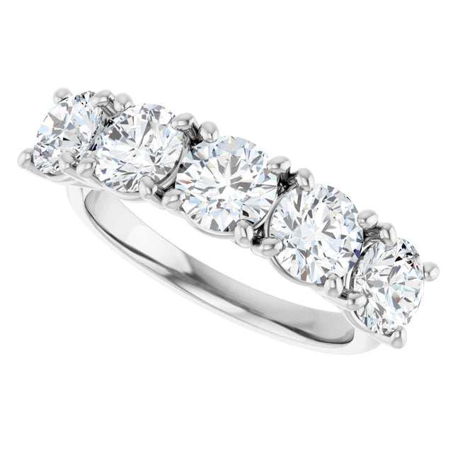 Platinum Round Lab-Grown Diamond Five-Stone Anniversary Band – 1/3–4 CTW - view 5