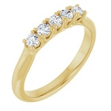 14K Gold Round Natural Diamond Five-Stone Anniversary Band – 2.5 mm Stones - Yellow Gold