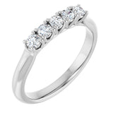 14K Gold Round Natural Diamond Five-Stone Anniversary Band – 2.5 mm Stones - White Gold