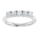 10K Gold Round Lab-Grown Diamond Five-Stone Anniversary Band – 1/6–3/4 CTW - White Gold - view 3