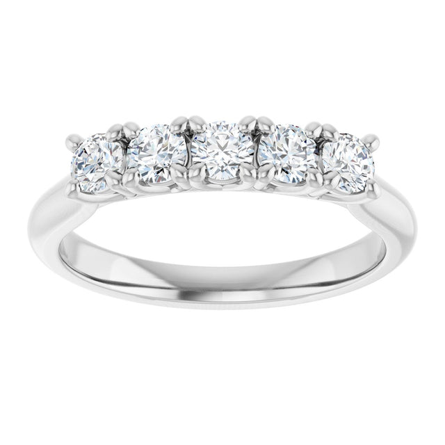 10K Gold Round Lab-Grown Diamond Five-Stone Anniversary Band – 1/6–3/4 CTW - White Gold - view 3