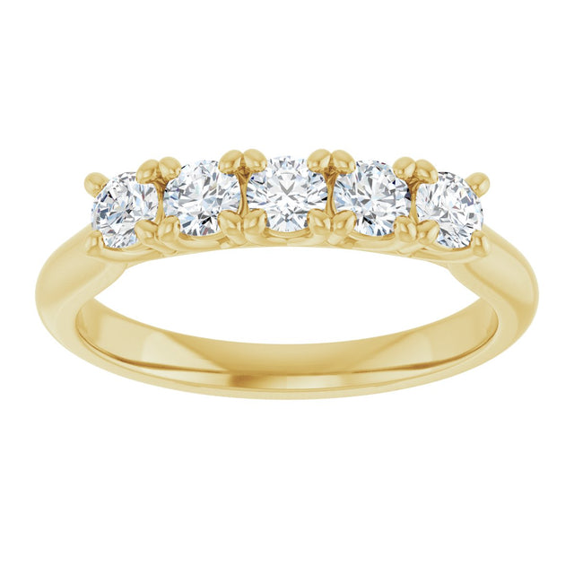 10K Gold Round Lab-Grown Diamond Five-Stone Anniversary Band – 1/6–3/4 CTW - Yellow Gold - view 3