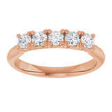 10K Gold Round Natural Diamond Five-Stone Anniversary Band – 1/3–3/4 CTW - Rose Gold - view 3