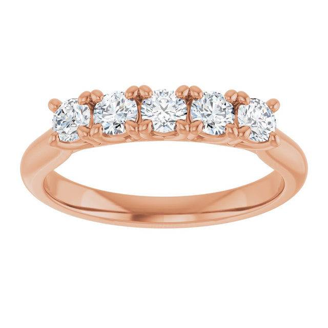 10K Gold Round Lab-Grown Diamond Five-Stone Anniversary Band – 1/6–3/4 CTW - Rose Gold - view 3