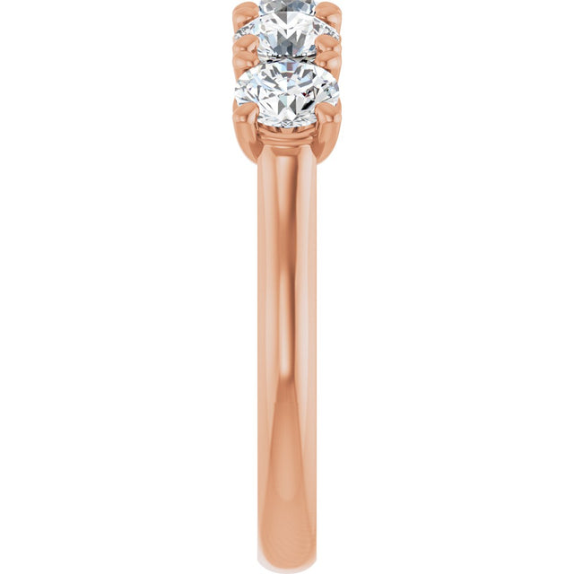 10K Gold Round Lab-Grown Diamond Five-Stone Anniversary Band – 1–2 1/2 CTW - Rose Gold - view 4