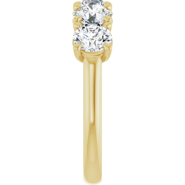 10K Gold Round Natural Diamond Five-Stone Anniversary Band – 1–2 5/8 CTW - Yellow Gold - view 4