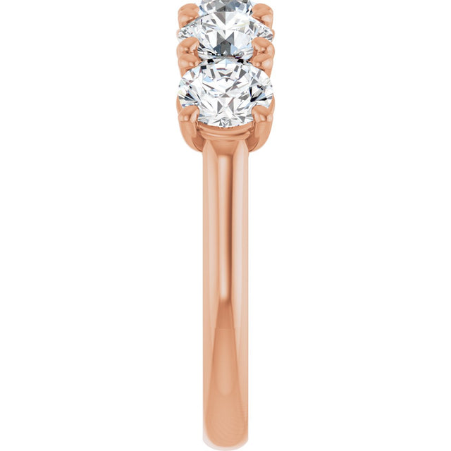 10K Gold Round Lab-Grown Diamond Five-Stone Anniversary Band – 1–2 1/2 CTW - Rose Gold - view 4