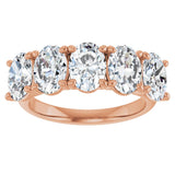 10K Gold Oval Lab-Grown Diamond Five-Stone Anniversary Band – 1–5 CTW - Rose Gold - view 3