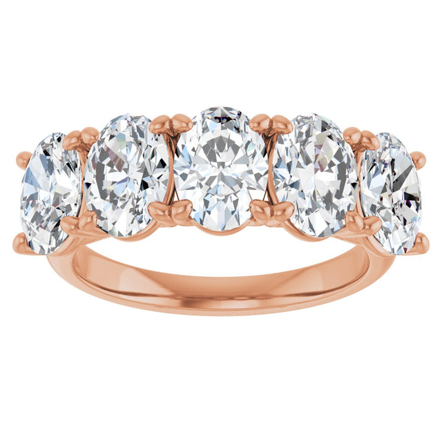 10K Gold Oval Lab-Grown Diamond Five-Stone Anniversary Band – 1–5 CTW - Rose Gold - view 3
