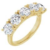 14K Gold Round Natural Diamond Five-Stone Anniversary Band – 5.2 mm Stones - Yellow Gold