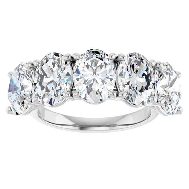 10K Gold Oval Natural Diamond Five-Stone Anniversary Band – 1 3/8–5 CTW - White Gold - view 3