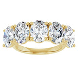 10K Gold Oval Lab-Grown Diamond Five-Stone Anniversary Band – 1–5 CTW - Yellow Gold - view 3