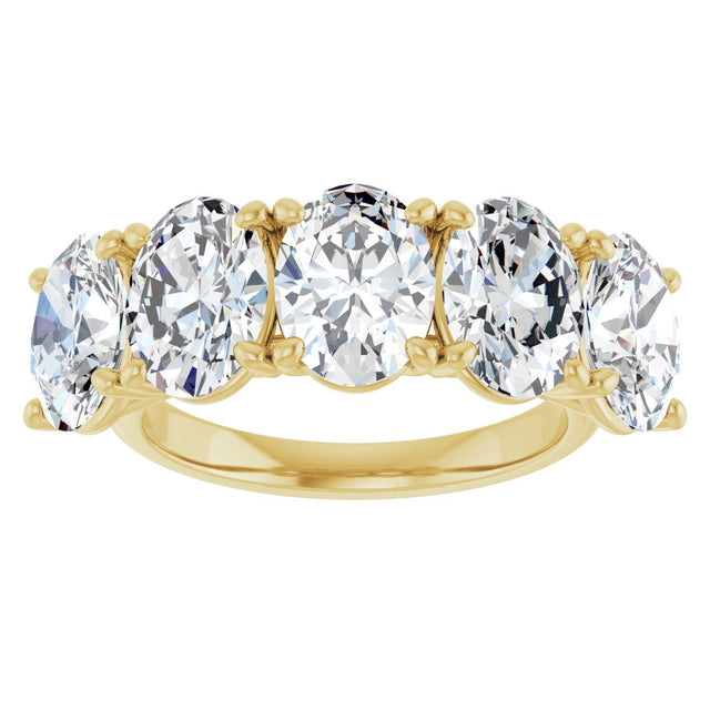 10K Gold Oval Lab-Grown Diamond Five-Stone Anniversary Band – 1–5 CTW - Yellow Gold - view 3