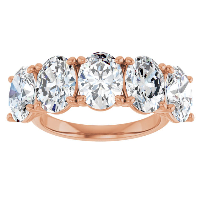 10K Gold Oval Natural Diamond Five-Stone Anniversary Band – 1 3/8–5 CTW - Rose Gold - view 3
