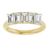 10K Gold Emerald Natural Diamond Five-Stone Anniversary Band – 1 3/4–5 CTW - Yellow Gold - view 3