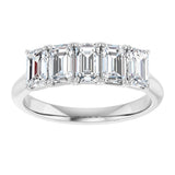 Platinum Emerald Natural Diamond Five-Stone Anniversary Band – 1 7/8–5 CTW - view 3